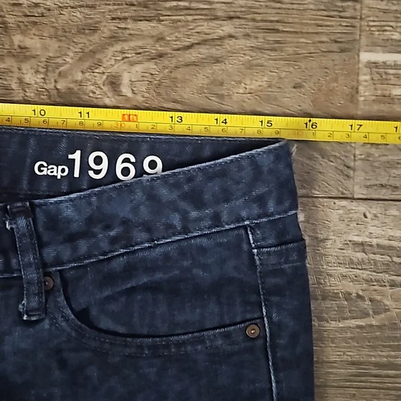 Gap 1969 Always Skinny Mid-Rise Straight Blue Black Cheetah Print Denim Jeans 28 - Picture 11 of 16